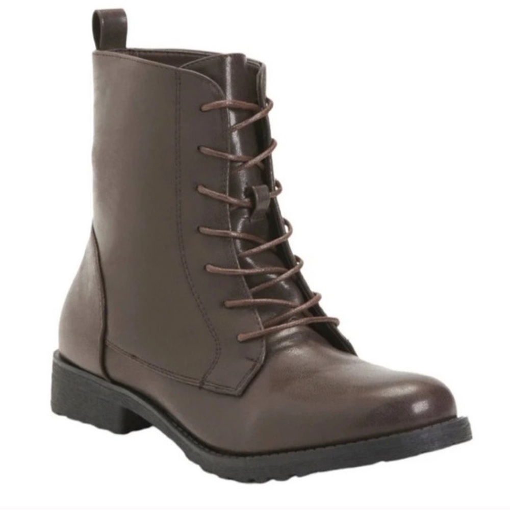Catherine Malandrino Booney Brown Lace Up Vegan Leather Combat Boots Size 6.5